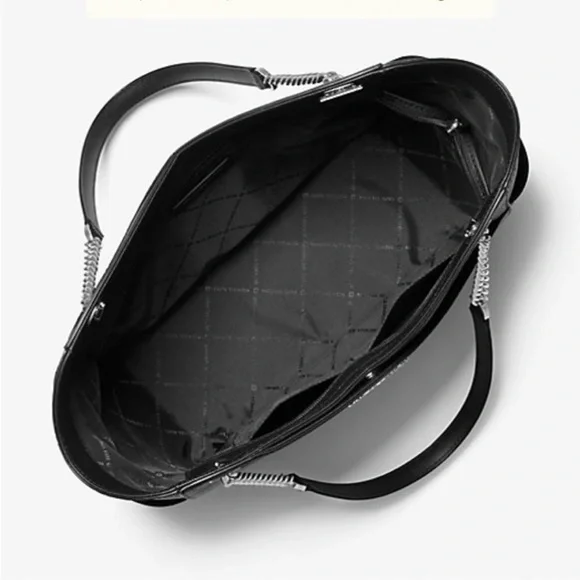 Large Black Michael Kors Tote-Silver Hardware NWT - Picture 6 of 7